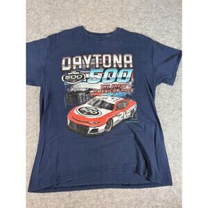 NASCAR Daytona 500 Shirt Mens Medium Blue The Great American Race Graphic Tee